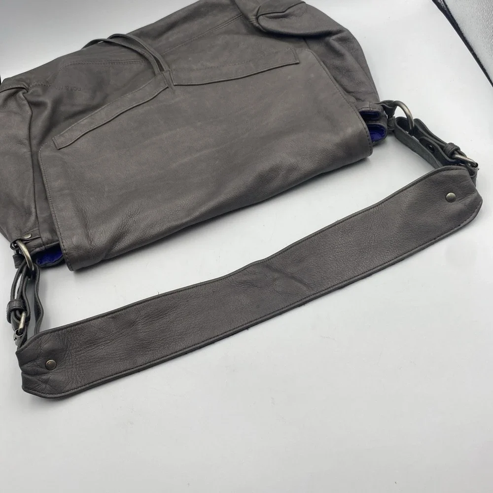 Nat & Nin Gray Shoulder Bag Purse Premium Leather Hobo Boho‎ with Dust Bag